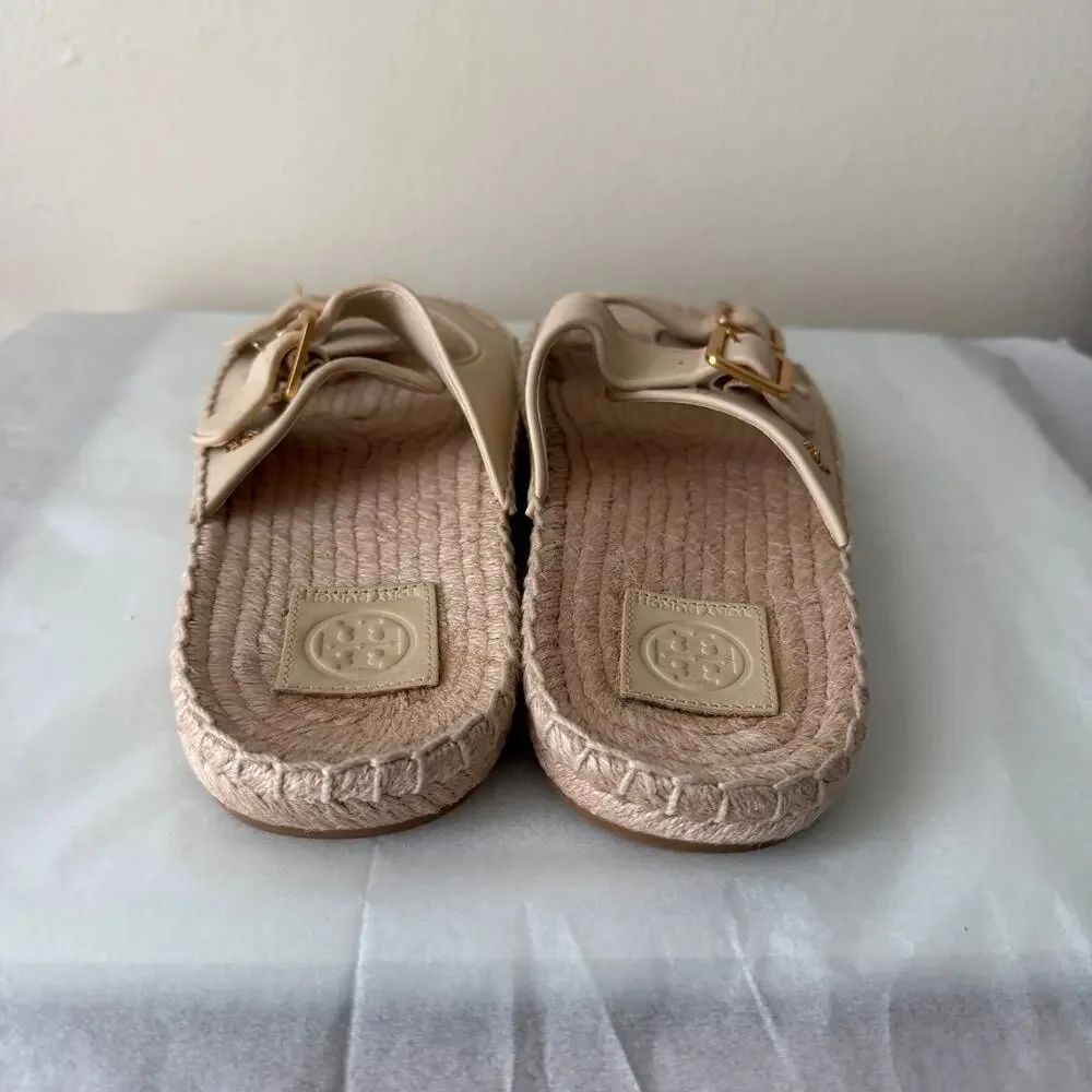 Authentic Tory Burch Gold Espadrille Selby Sandals - size 9.5